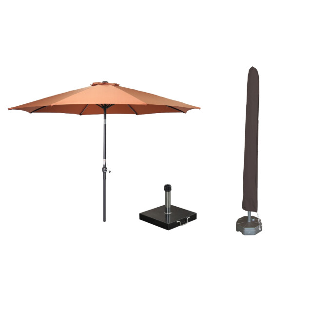Garden Impressions Lotus parasolset Ø300 cm koper met voet en hoes 3626945 large