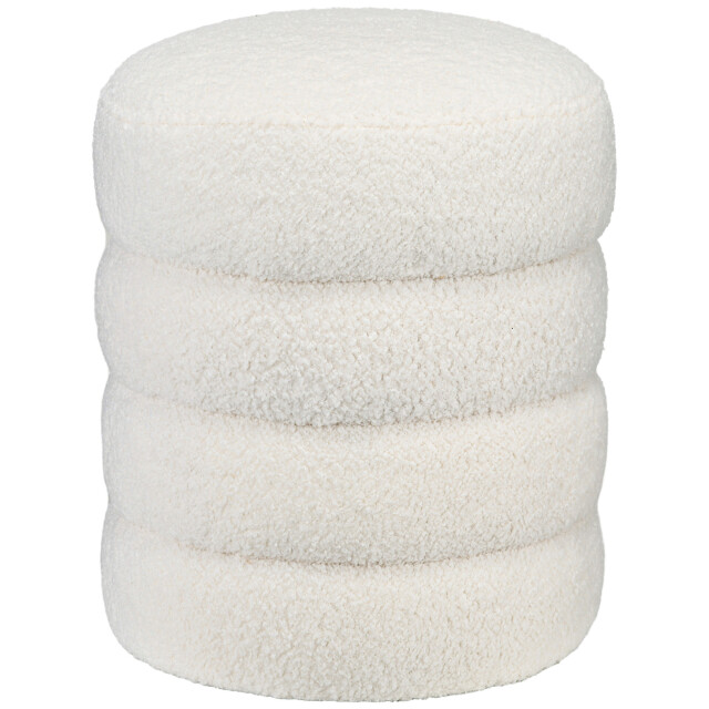 4goodz Poef rond teddyfleece met metalen frame Φ40x45h cm crème 3638238 large