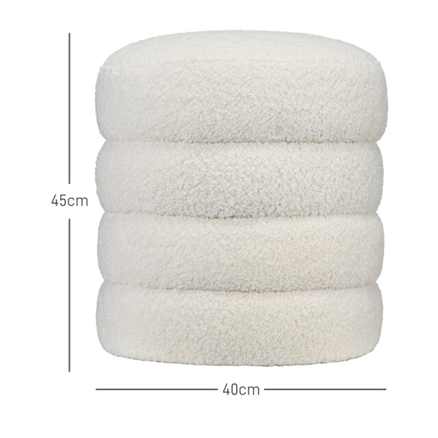 4goodz Poef rond teddyfleece met metalen frame Φ40x45h cm crème 3638238 large