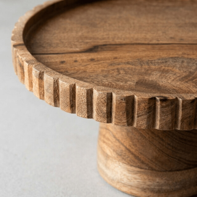 Casa di Elturo Taartplateau madera – mango hout – Ø25 x 12 cm – houten taartstandaard – 3639839 large