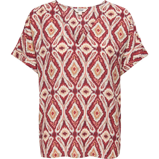 Only Onlbelly mikasi ss v-neck top wvn ex brick red/abs 15380466-234335001 large