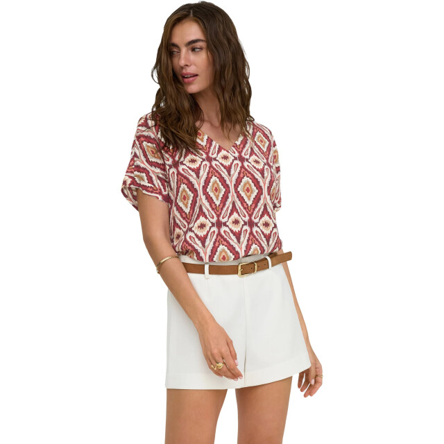 Only Onlbelly mikasi ss v-neck top wvn ex brick red/abs 15380466-234335001 large