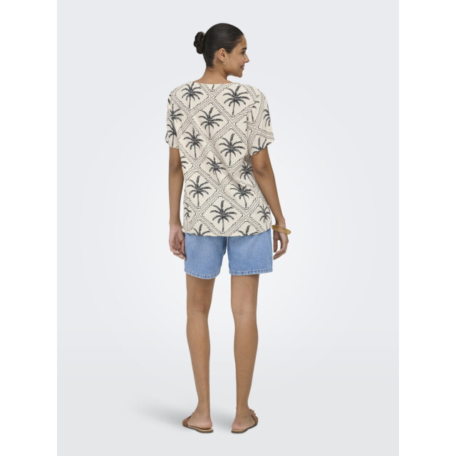 Jacqueline de Yong Jdygaby life ss v-neck top wvn ecru dessin 4382.08.0035 large