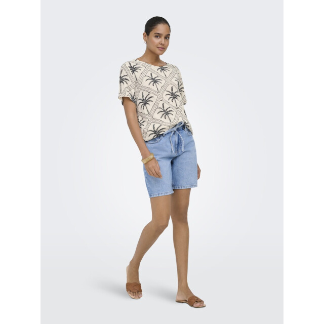 Jacqueline de Yong Jdygaby life ss v-neck top wvn ecru dessin 4382.08.0035 large