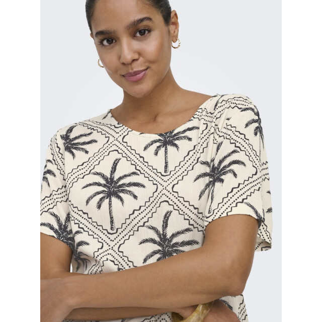 Jacqueline de Yong Jdygaby life ss v-neck top wvn ecru dessin 4382.08.0035 large