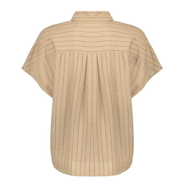 Geisha 63423-14 745 blouse linen stripes s/sl taupe/black 63423-14 745 large