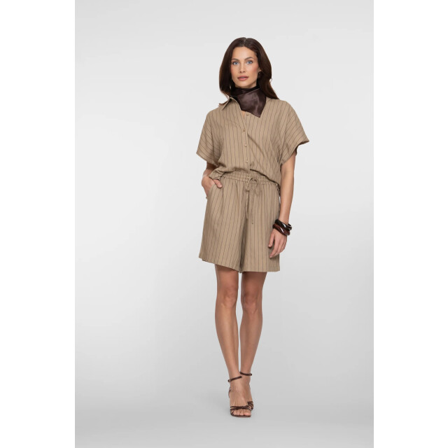 Geisha 61387-14 745 shorts linen stripes taupe/black 61387-14 745 large