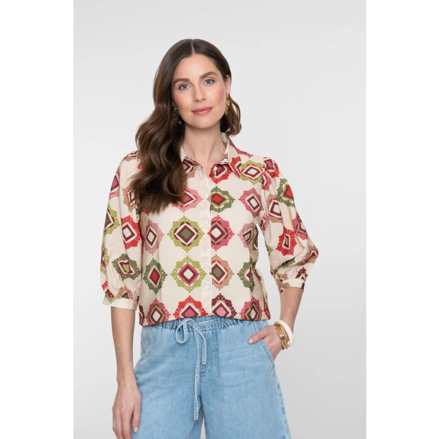 Geisha 63480-20 718 blouse ecru/raspberry/green 63480-20 718 large
