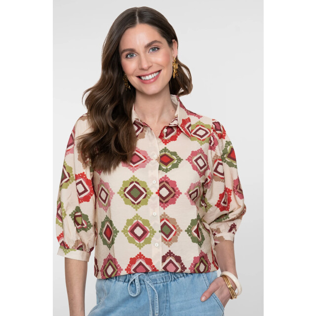 Geisha 63480-20 718 blouse ecru/raspberry/green 63480-20 718 large