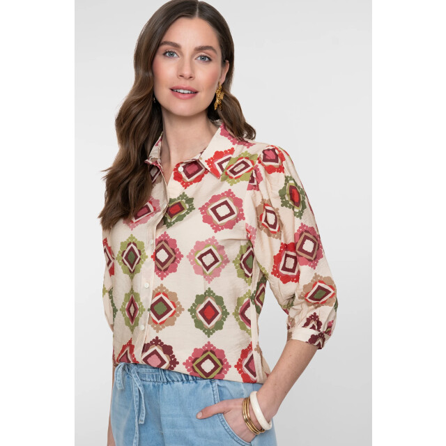 Geisha 63480-20 718 blouse ecru/raspberry/green 63480-20 718 large