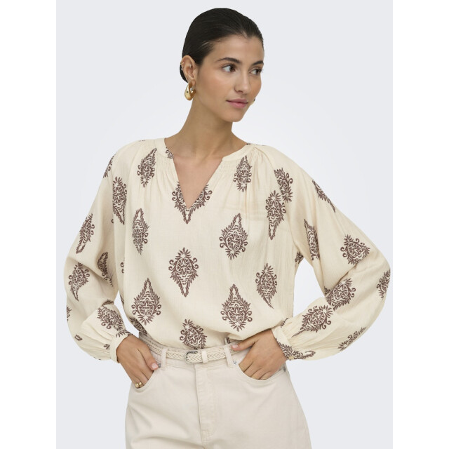 Jacqueline de Yong Jdyholly ls smock top wvn ecru dessin 4389.08.0003 large
