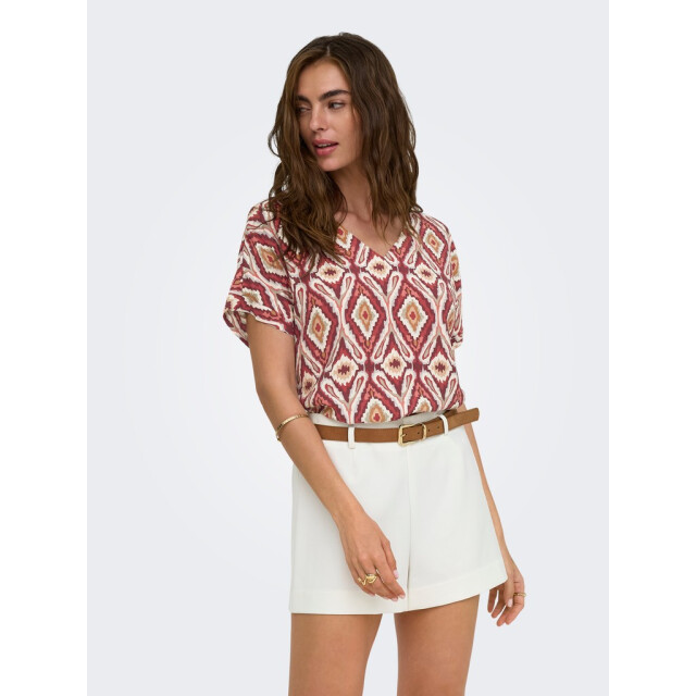 Only Onlbelly mikasi ss v-neck top wvn ex dessin 4382.49.0033 large