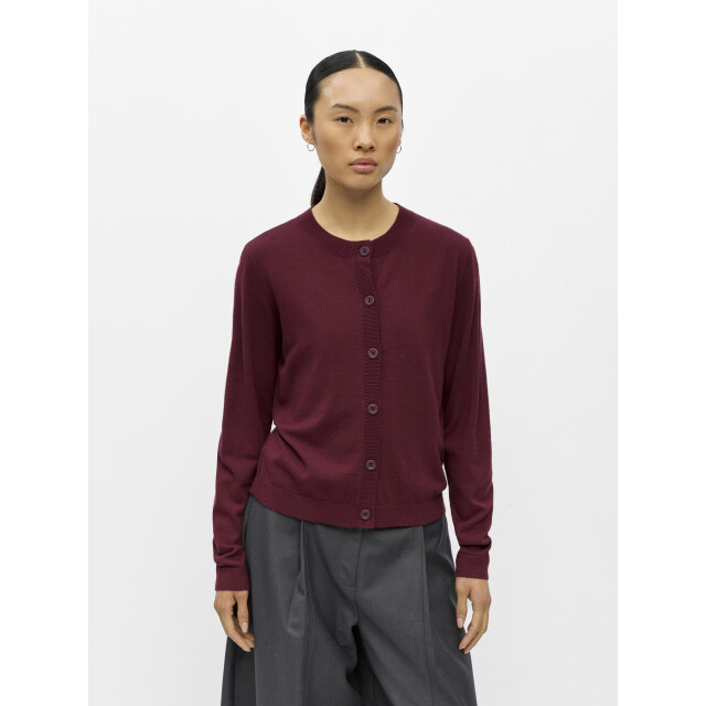 Object objthess l/s short cardigan noos 23043508 windsor wine 06741.680.0023 large