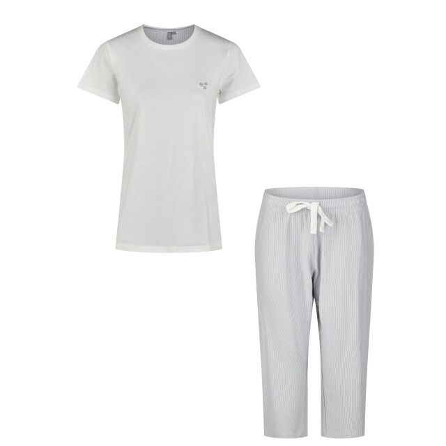 By Louise Dames capri pyjama driekwart wit/blauw gestreept BL-570-02 large