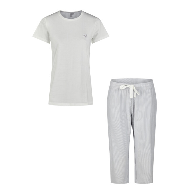 By Louise Dames capri pyjama driekwart wit/blauw gestreept BL-570-02 large