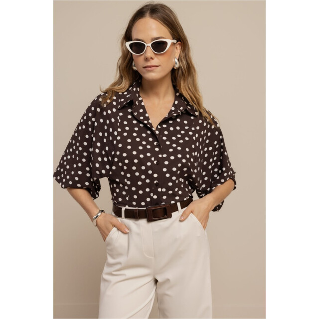 Studio Anneloes fabienne dot blouse 13937 8717 espresso/ecru 06615.882.0024 large