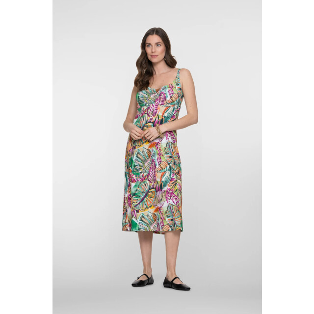 Geisha 67421-60 noelle 530 dress long spaghetti aop pr.06-26-2 green/corn 67421-60 NOELLE 530 large