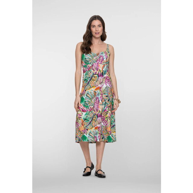 Geisha 67421-60 noelle 530 dress long spaghetti aop pr.06-26-2 green/corn 67421-60 NOELLE 530 large