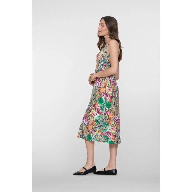 Geisha 67421-60 noelle 530 dress long spaghetti aop pr.06-26-2 green/corn 67421-60 NOELLE 530 large