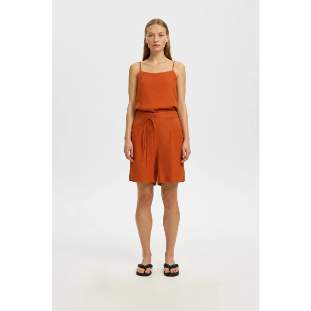 Selected Femme slflinna linen strap top b 16101388 potters clay 06010.560.0016 large