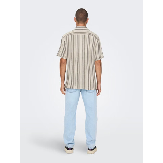 Only & Sons onstrev life reg stripe ss shirt no 22025659 gardenia 05632.840.0074 large