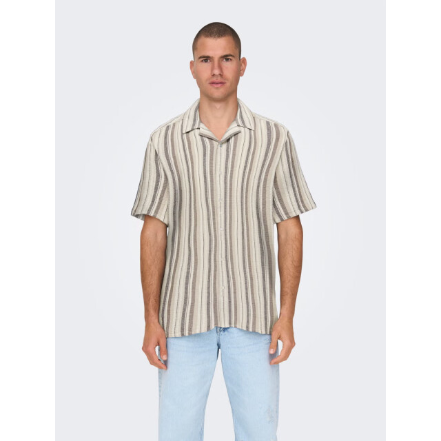 Only & Sons onstrev life reg stripe ss shirt no 22025659 gardenia 05632.840.0074 large