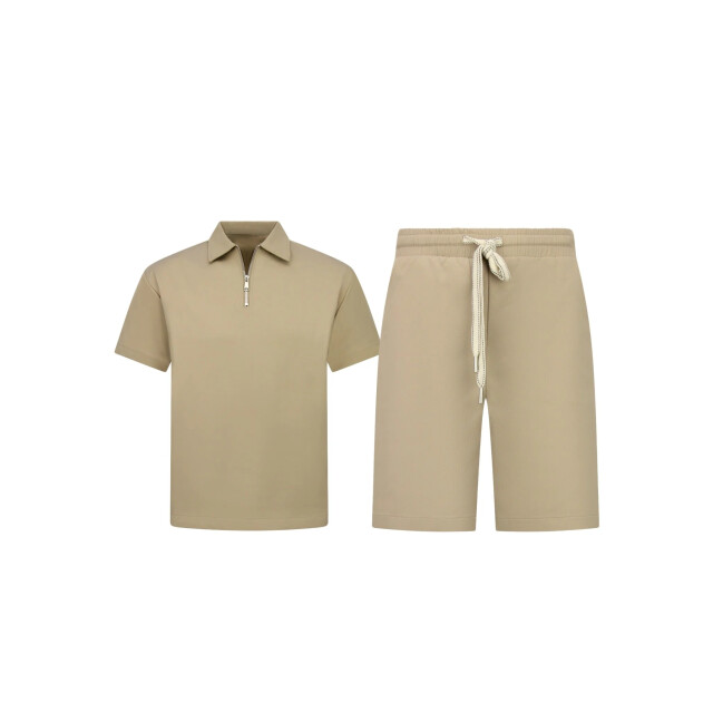 Enos Zomerset ribbed oversized polo shirt en korte broek SET: F-5827 large