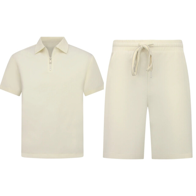 Enos Zomerset ribbed oversized polo shirt en korte broek SET: F-5827 large