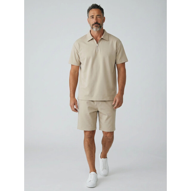 Enos Zomerset ribbed oversized polo shirt en korte broek SET: F-5827 large