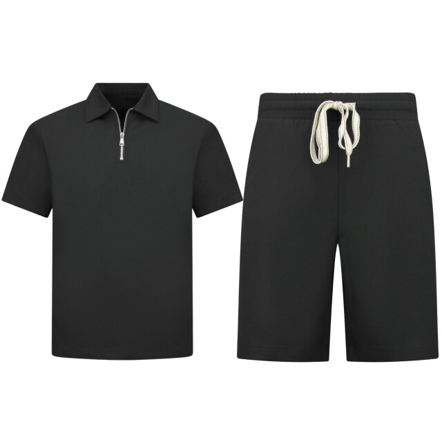 Enos Zomerset ribbed oversized polo shirt en korte broek SET: F-5827 large