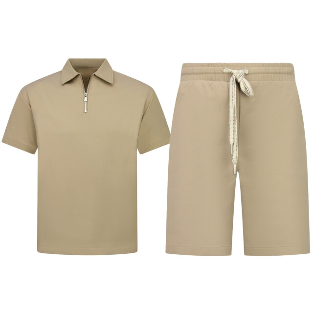 Enos Zomerset ribbed oversized polo shirt en korte broek SET: F-5827 large