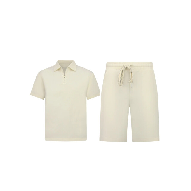 Enos Zomerset ribbed oversized polo shirt en korte broek SET: F-5827 large