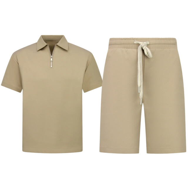 Enos Zomerset ribbed oversized polo shirt en korte broek SET: F-5827 large