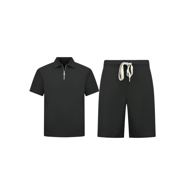 Enos Zomerset ribbed oversized polo shirt en korte broek SET: F-5827 large