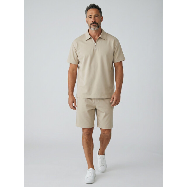 Enos Zomerset ribbed oversized polo shirt en korte broek SET: F-5827 large