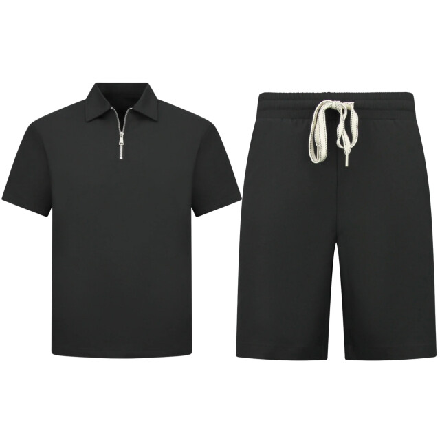 Enos Zomerset ribbed oversized polo shirt en korte broek SET: F-5827 large