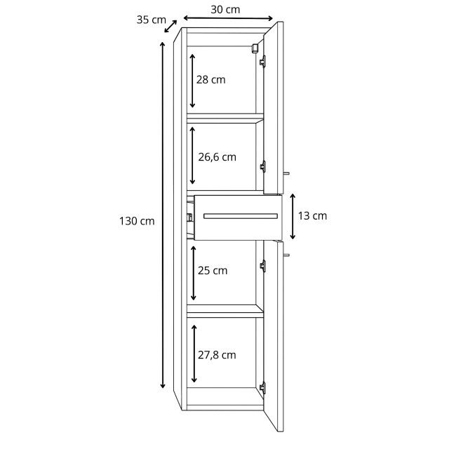Badplaats Badkamerkast florence 30 x 35 x 130 cm – bruin – hangende 3659006 large