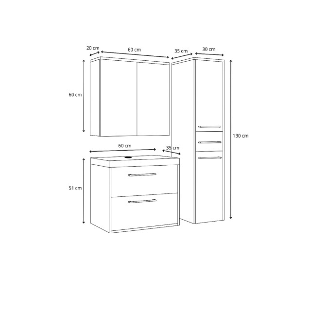Badplaats Badkamermeubel set florence 60 cm – bruin – hangend badmeubel 3662775 large