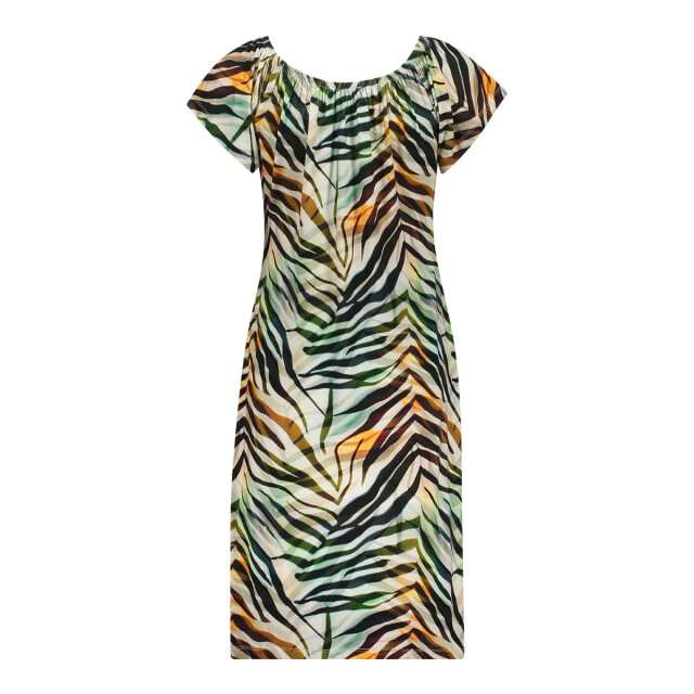 Geisha 67422-60 may 775 dress elastic shoulder jersey aop pr.03-26-2 brown/green 67422-60 MAY 775 large