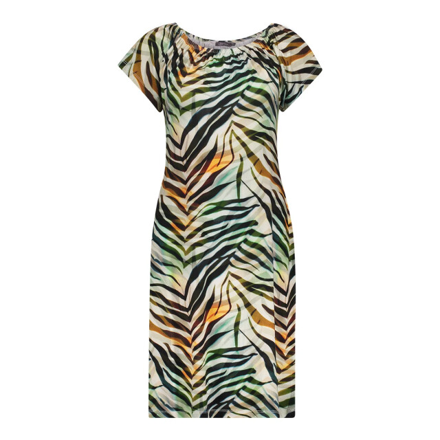 Geisha 67422-60 may 775 dress elastic shoulder jersey aop pr.03-26-2 brown/green 67422-60 MAY 775 large