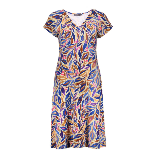 Geisha 67424-60 june 815 dress v-neck short jersey aop pr.02-26-2 indigo/purple 67424-60 JUNE 815 large