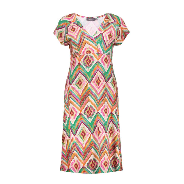 Geisha 67424-60 june 615 dress v-neck short jersey aop pr.01-26-2 teal/fuchsia 67424-60 JUNE 615 large