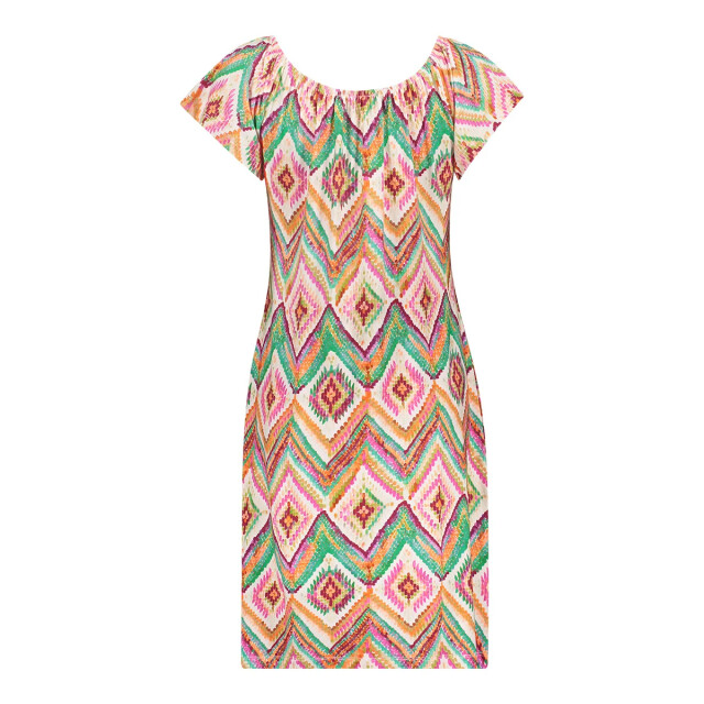 Geisha 67422-60 may 615 dress elastic shoulder jersey aop pr.01-26-2 teal/fuchsia 67422-60 MAY 615 large