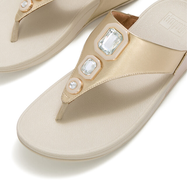FitFlop Lulu metallic bold crystals toe-post sandals AAA large