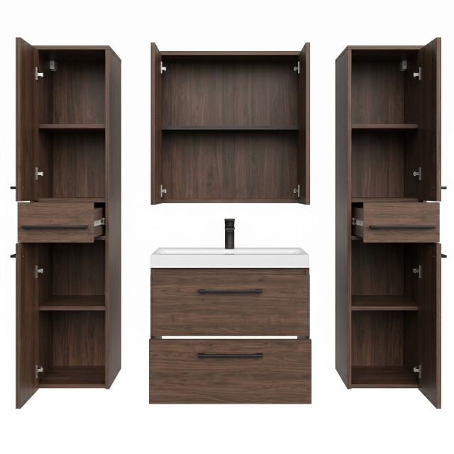 Badplaats Badkamermeubel set florence 60 cm xl – bruin – hangend 3664823 large