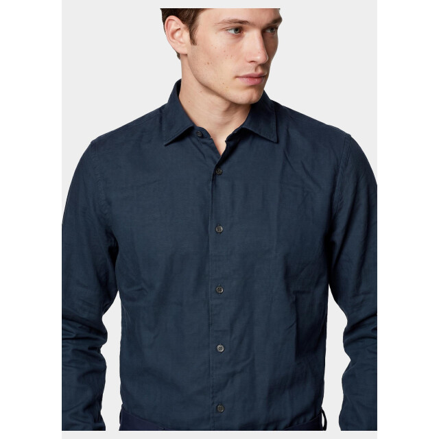 Bos Bright Blue Casual hemd lange mouw linnen shirt 5405.426/208 199758 large