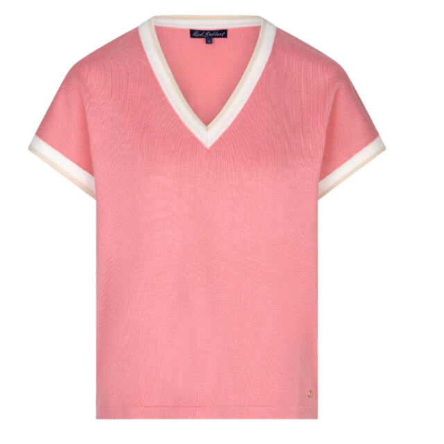 Red Button Jerry v-neck striped rib SRB4977 large