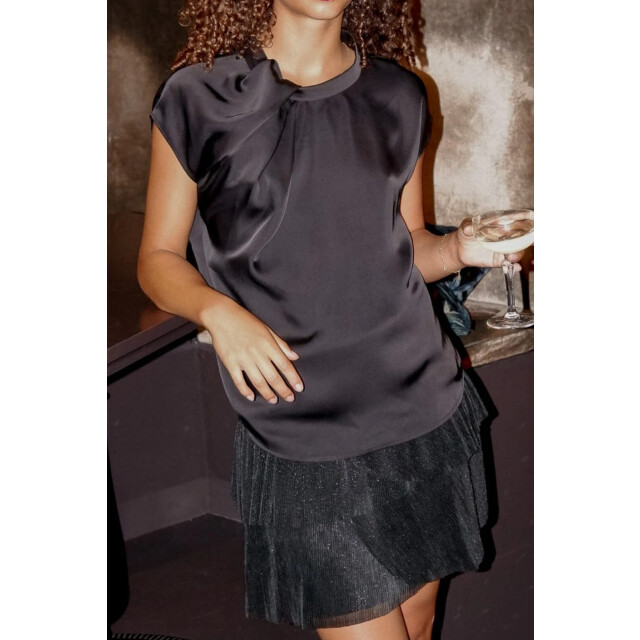 Neo Noir fleur drapy satin blouse 160990 100 black 06615.990.0069 large