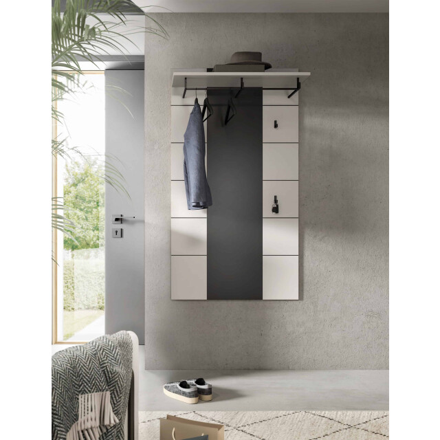 Furnilux Praktische garderobepaneel in wit orde in je hal met stijlvolle haken 3256754 large