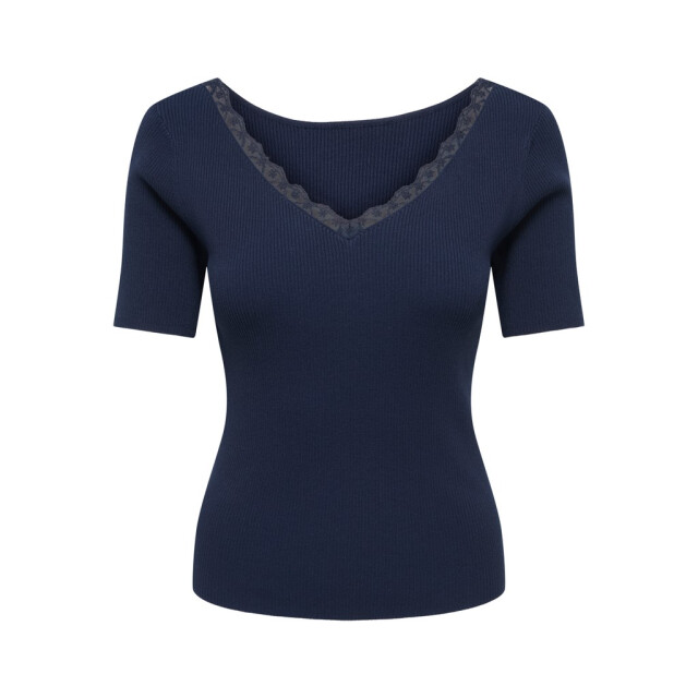 Jacqueline de Yong Jdynanna ss revers lace pullover knt navy 4339.37.0013 large